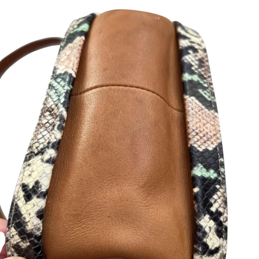 Madewell Sydney Crossbody Bag Snake Embossed Leather brown purse handbag - Picture 13 of 15